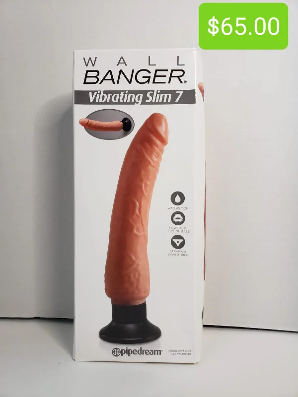 rechargeable vibrating dildo for multiple speed settings-Wall Banger Slim 7 Vibrating