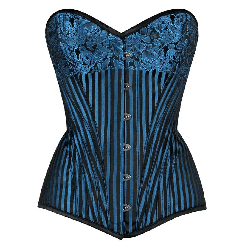 corset for historical lattices-Nayelli Brocade Overbust Turquoise Corset