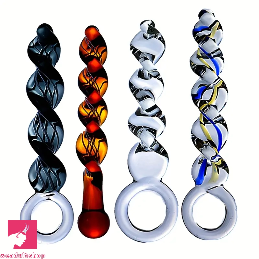 vibrating dildo for solo play with powerful vibrations-7.68in 7.87in 8.46in Transparent Glass Female Threaded Adult Toy