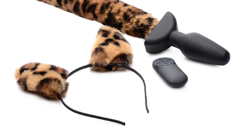 vibrating anal plug for comfortable and intense pleasure-Waggerz Moving and Vibrating Leopord Tail and Ears