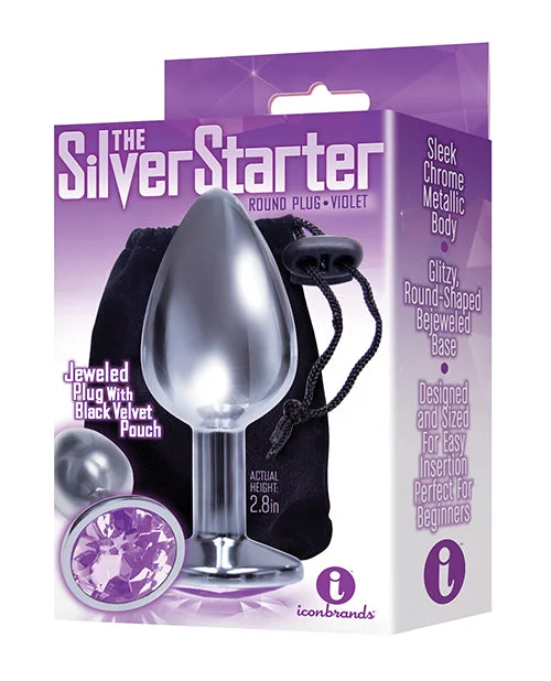 Adjustable Feel Masturbator-The 9's The Silver Starter Bejeweled Round Stainless Steel Plug