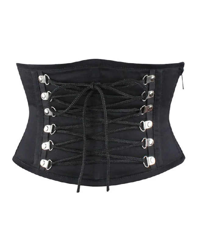 corset for body nets-Paxton Gothic Black Cotton Underbust Corset