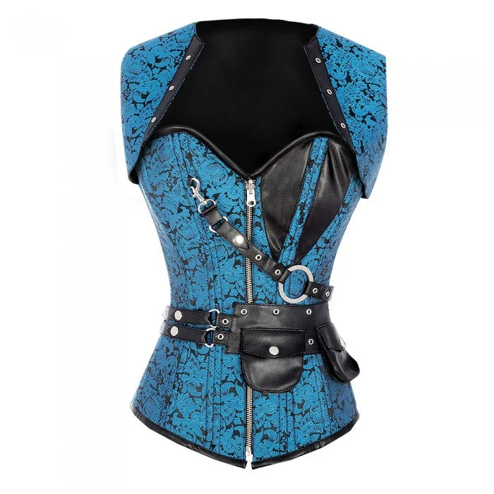 corset with embroidered fibers-Rautela Gothic Overbust Reversible Corset