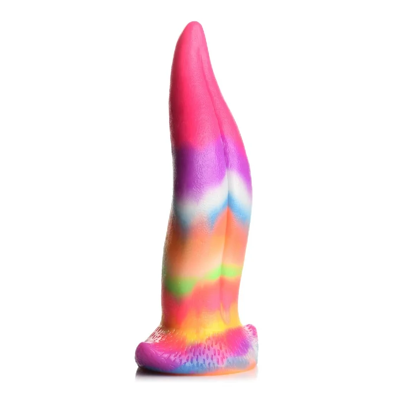 Friction-held dildo-Creature Cocks Unicorn Kiss Glow In The Dark Silicone Dildo Multi Colour