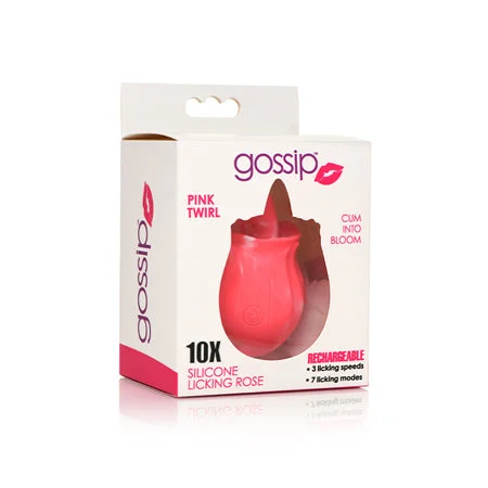 Curve Toys Gossip Cum Into Bloom Rechargeable Silicone Licking Rose Pink Twirl