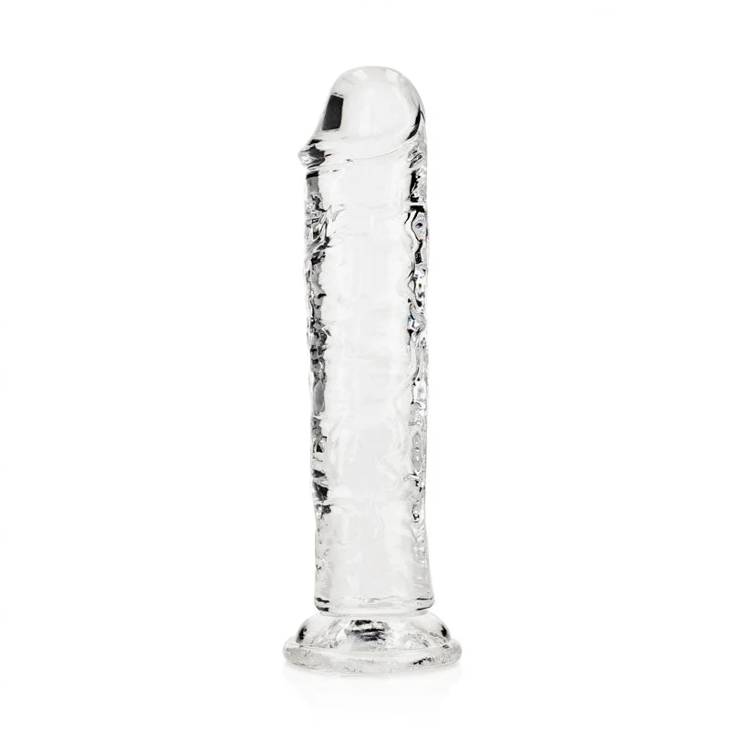 Leg-secured dildo-REALROCK 18 cm Straight Dildo - Clear (7'')