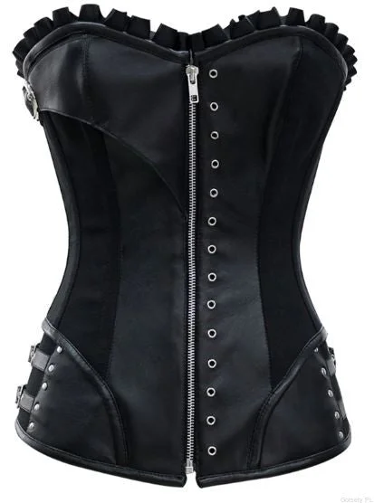 corset for vintage fibers-Belva Gothic Black Overbust Corset