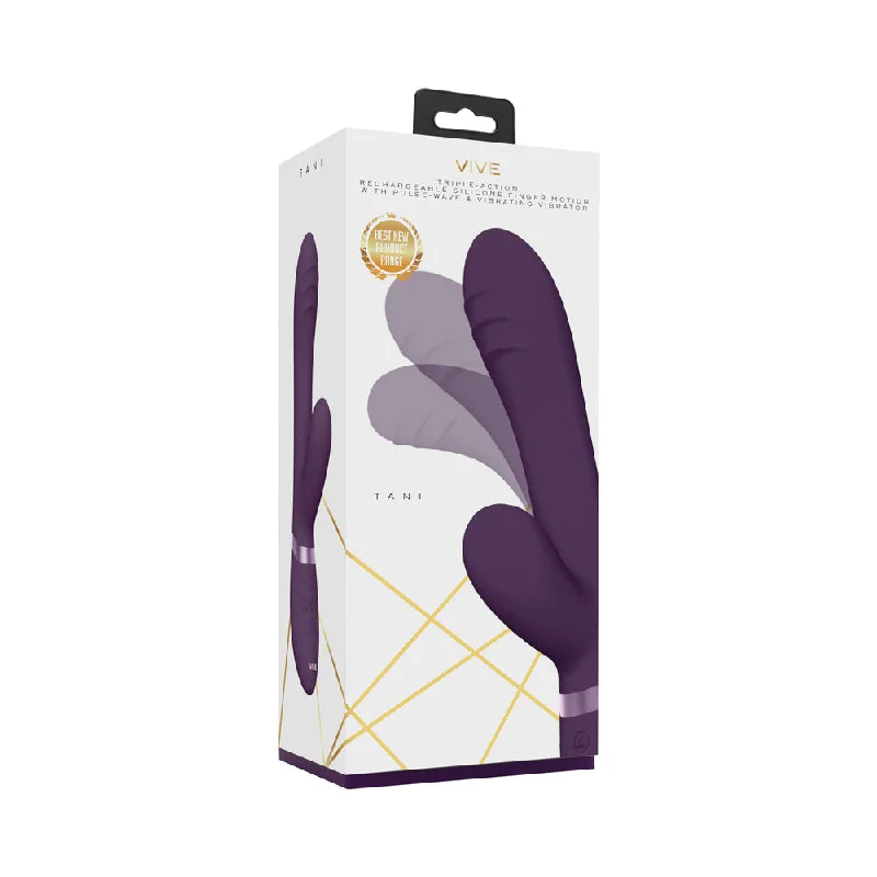 VIVE TANI Rechargeable Finger Motion With Pulse-Wave & Vibrating Silicone Dual Stimulator Purple