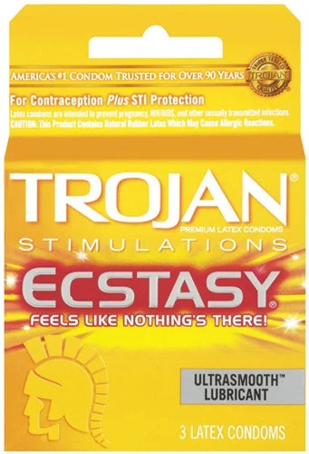 vibrating anal toy with smooth texture for beginners-Trojan Ultra Ribbed Ecstasy - 3 Pack