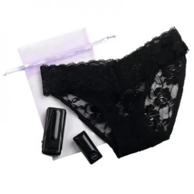 seductive satin lingerie set with lace back-Dr. Laura Berman Astrea I Remote Vibrating Briefs - Black