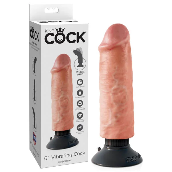 Synthetic-blend dildo-King Cock 6'' Vibrating Cock - Flesh 15.2 cm Vibrating Dong