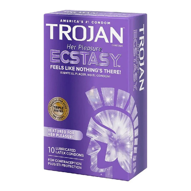 vibrating anal toy with multi-speed vibration control for personalized pleasure-Trojan Her Pleasure Ecstasy Textured Condoms