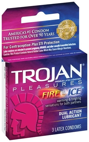 vibrating prostate massager for deep stimulation and enjoyment-Trojan Fire and Ice Dual Action Lubricated Condoms - 3 Pack