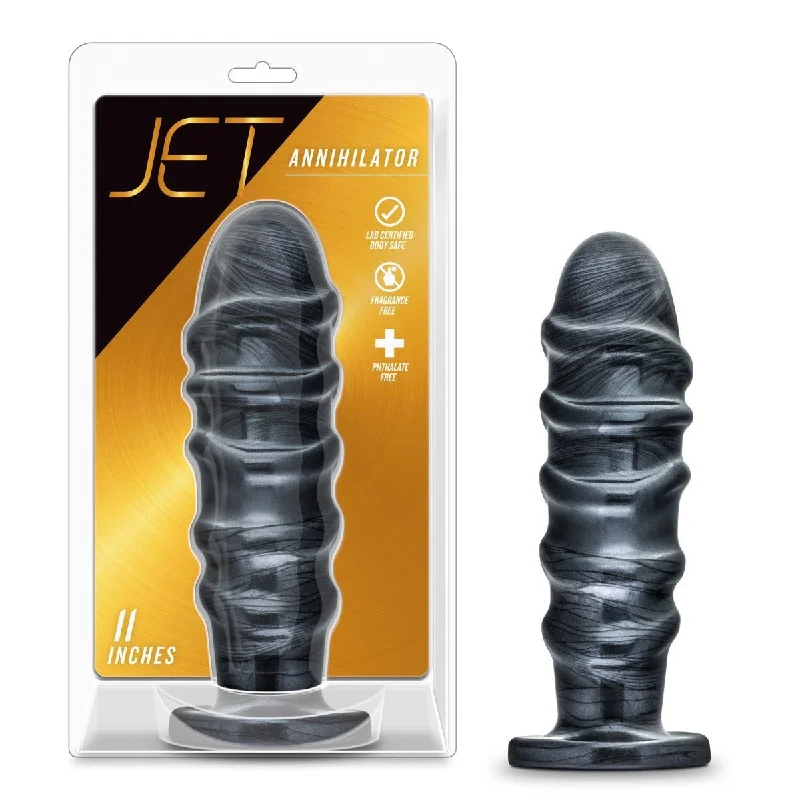 Quick-Touch Solo Masturbator-Jet Annihilator Carbon Metallic Black Butt Plug 11 Inch