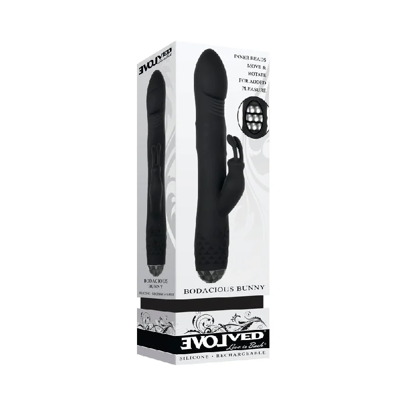 Evolved Bodacious Bunny Rechargeable Silicone Rabbit Vibrator Black