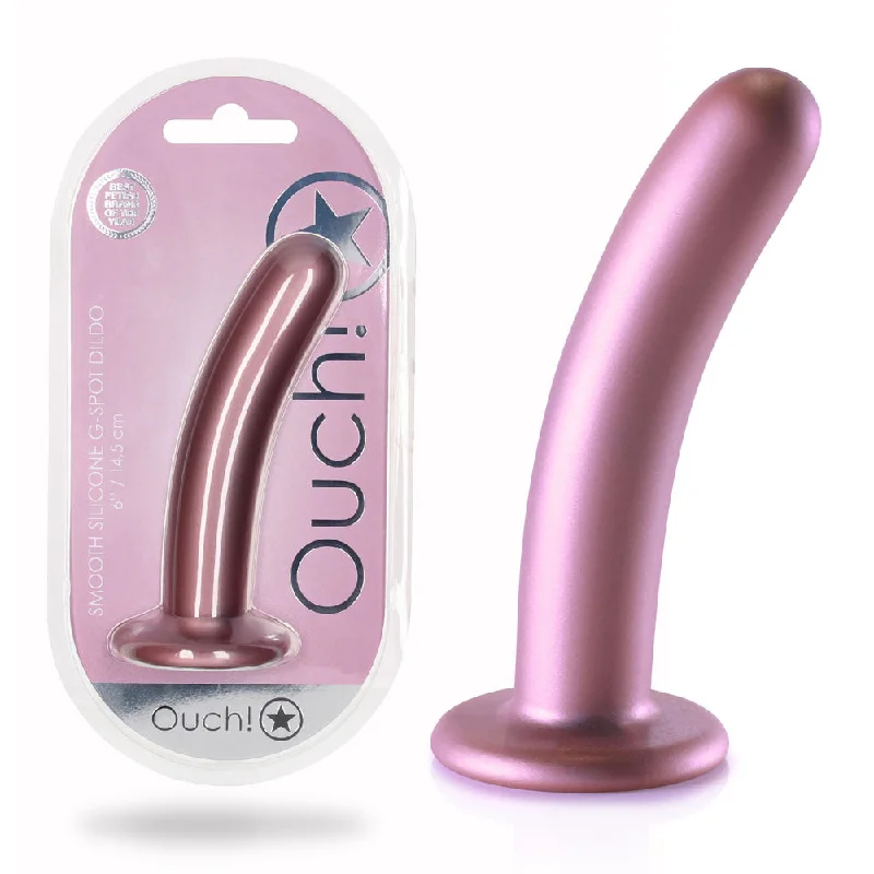 Aquarius-unique dildo-OUCH! Smooth Silicone G-Spot Dildo - 6'' / 14.5 cm - Rose Gold 14.5 cm Dildo