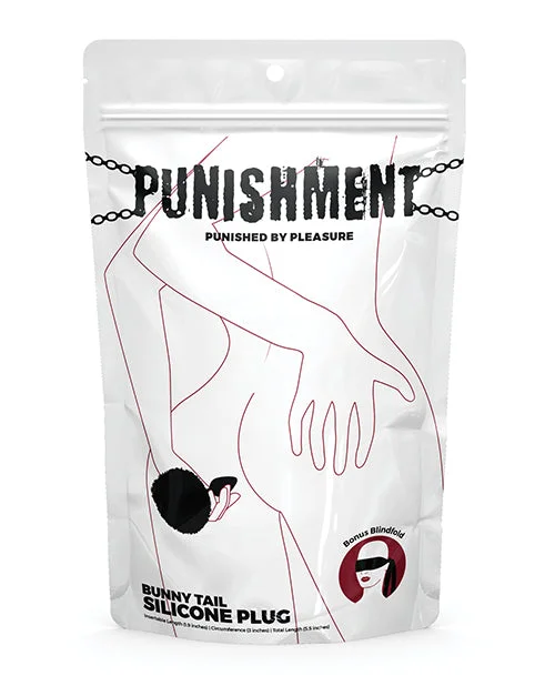 Quiet Touch Masturbator-Punishment Bunny Tail Butt Plug - Black