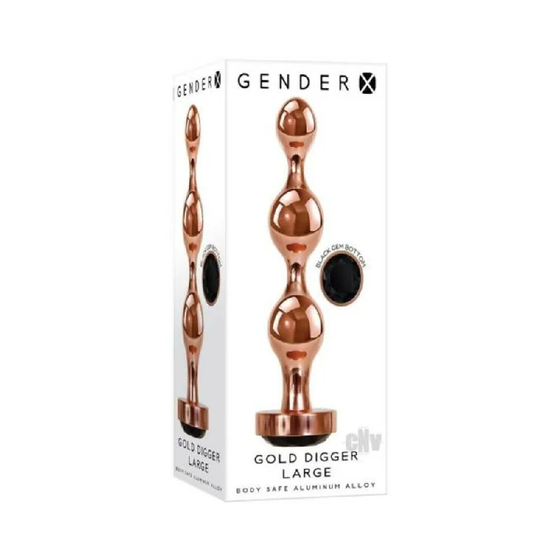 Beginner Feel Masturbator-Gender X Gold Digger Large Plug Rose Gold/black