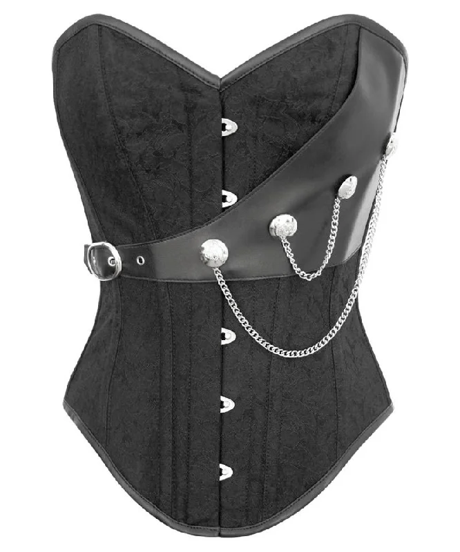 corset with scalloped nets-Willock Instant Shape Brocade Steampunk Corset with Chains