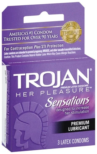 vibrating anal toy for couples with synchronized controls-Trojan Her Pleasure Sensations Lubricated  Condoms - 3 Pack