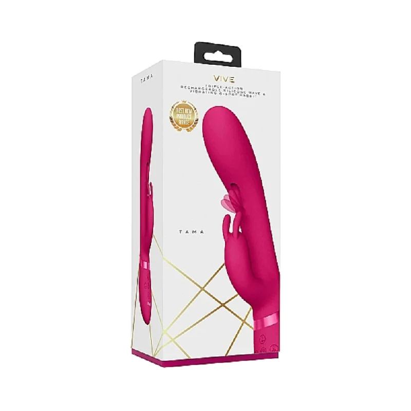 VIVE TAMA Rechargeable Wave Silicone Rabbit Vibrator Pink