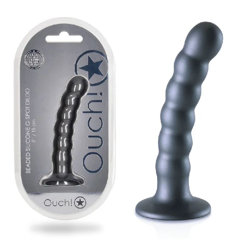 Ultraviolet dildo-OUCH! Beaded Silicone G-Spot Dildo - 5'' / 13cm Blue