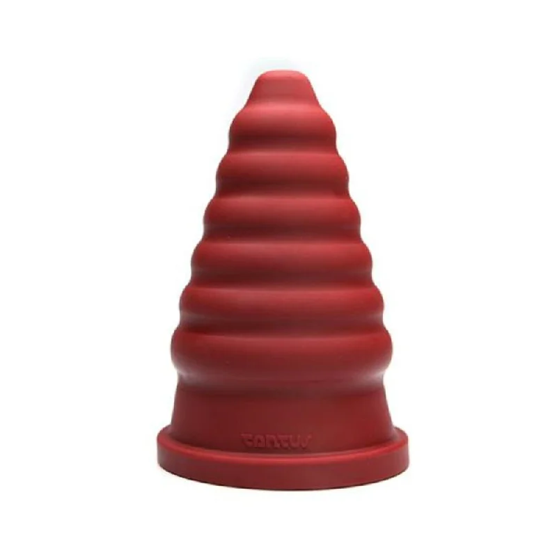 vibrating cock ring for extra tightness and endurance-Tantus Cone Ripple - True Blood Red