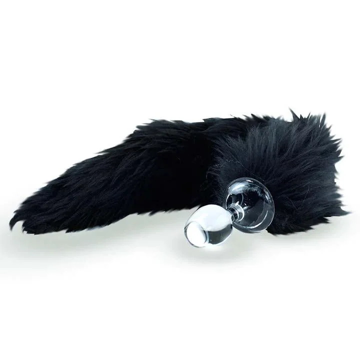 Quick-Touch Solo Masturbator-Crystal Delights Minx Tail Plug - Mongolian Black