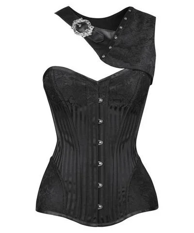 corset with structured yarns-Lera Black Brocade Gothic Corset with Bolero