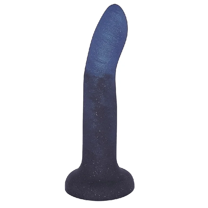 Plane-approved dildo-7" Rory Smoke Show Swirl Silicone Dildo -  Indigo Blue and Smoke Black