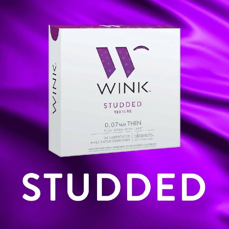 rechargeable vibrating cock ring for longer-lasting stimulation-Okamoto Wink Studded Condoms