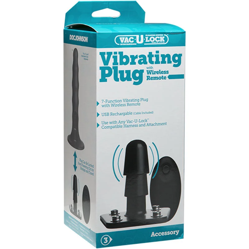 Innovative Touch Solo Masturbator-Vac-U-Lock Vibrating Plug with Snaps & Wireless Remote Black