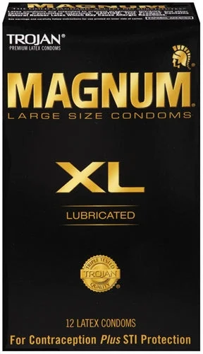 vibrating anal plug with comfortable grip for easier insertion-Trojan Magnum XL - 12 Pack