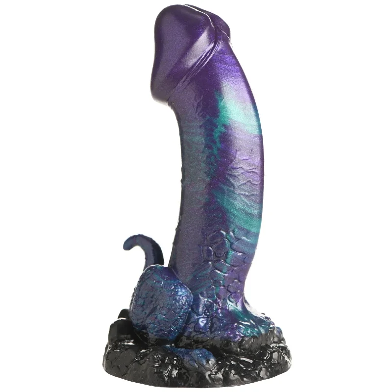 Canvas-stretched dildo-Creature Cocks Dino Dick Dinosaur Silicone Dildo Blue Purple