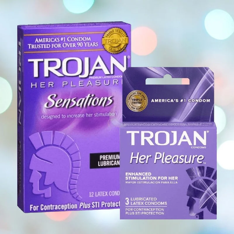 vibrating anal plug for deep and intense penetration-Trojan Her Pleasure Sensations Ribbed Condoms