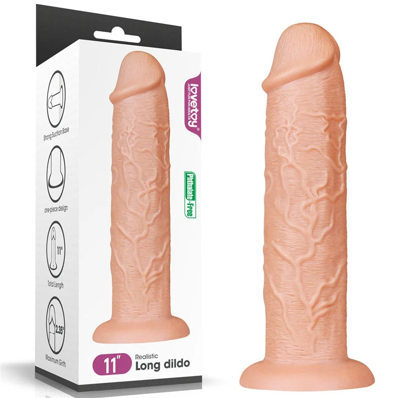 Loose-fit dildo-King Size 11'' Realistic Dildo - Flesh 28 cm Dong