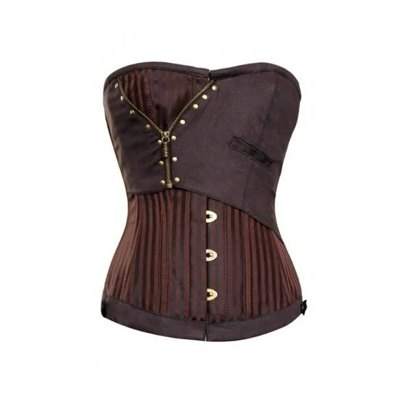 corset for alternative strands-Sally Brown Jaquard Corset With Zip Detail