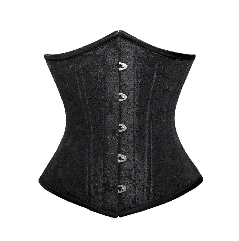 corset with lace webs-Karine Brocade Underbust Waist Training Corset