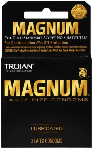 vibrating dildo with quiet vibrations for discreet use-Trojan Magnum - 3 Pack