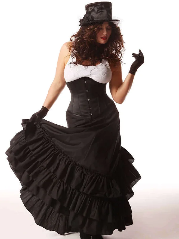 comfortable satin and lace nightgown-Plus Size Black Victorian Bustle Skirt