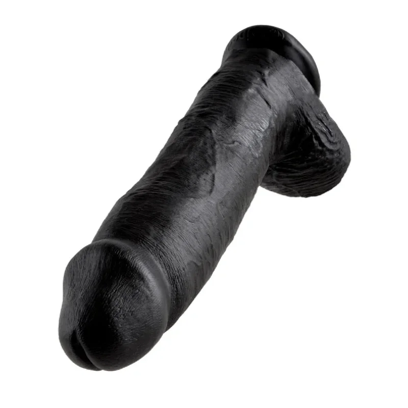 Accordion-fold dildo-King Cock Dildo With Balls Black 12 Inch