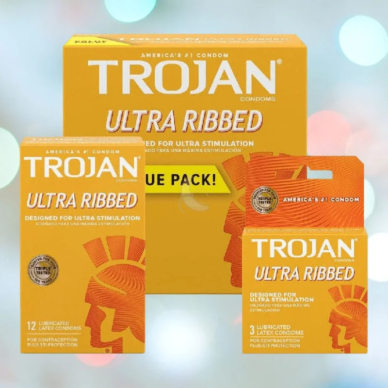 vibrating anal plug for comfortable and intense pleasure-Trojan Ultra Ribbed Condoms