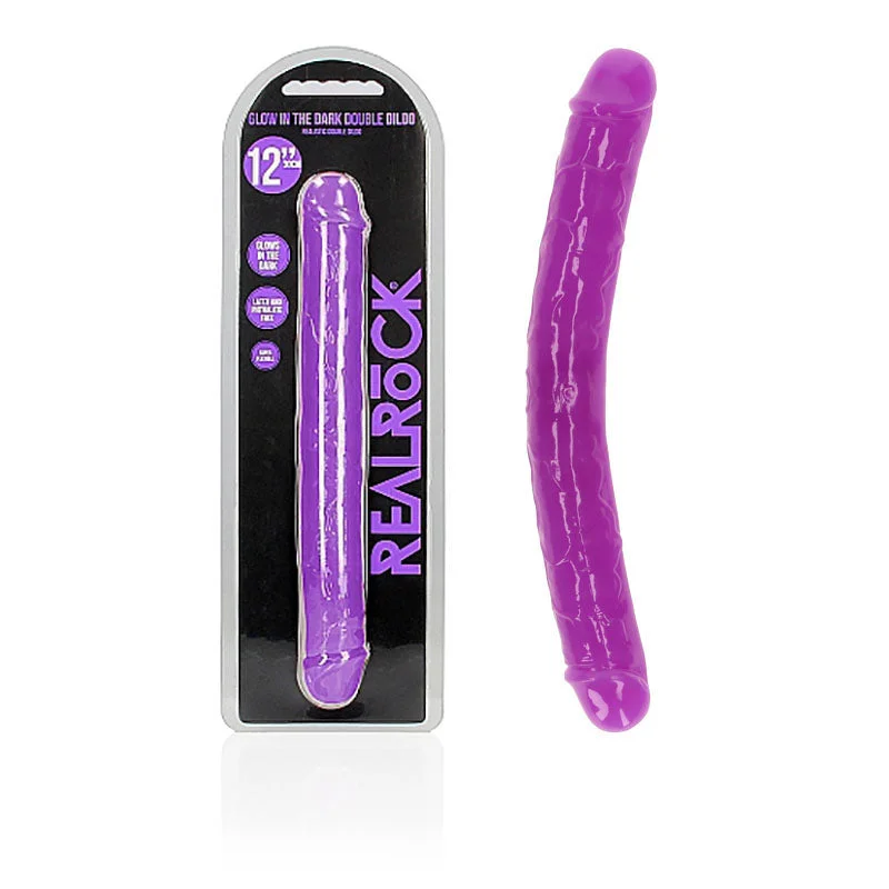 Cassiopeia-queen dildo-REALROCK 30 cm Double Dong Glow - Purple