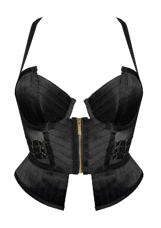 sexy satin lingerie for special events and weddings-Kora Basque; black - Bordelle