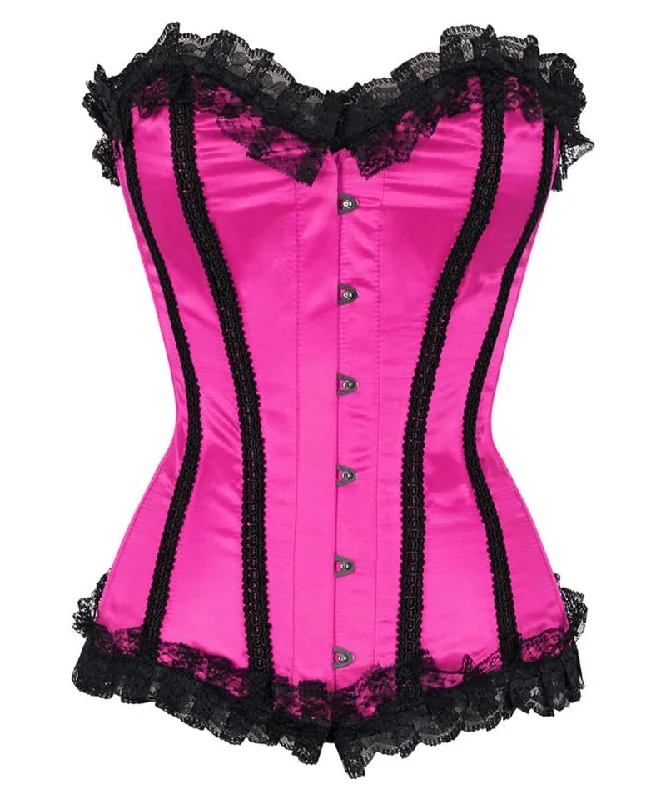 corset with flared lattices-Lydia Burlesque Magenta Steel Boned Corset