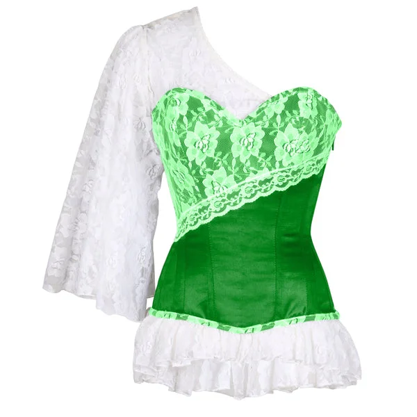 corset for club nets-Adalric Laced Cloud Green Overbust Corset