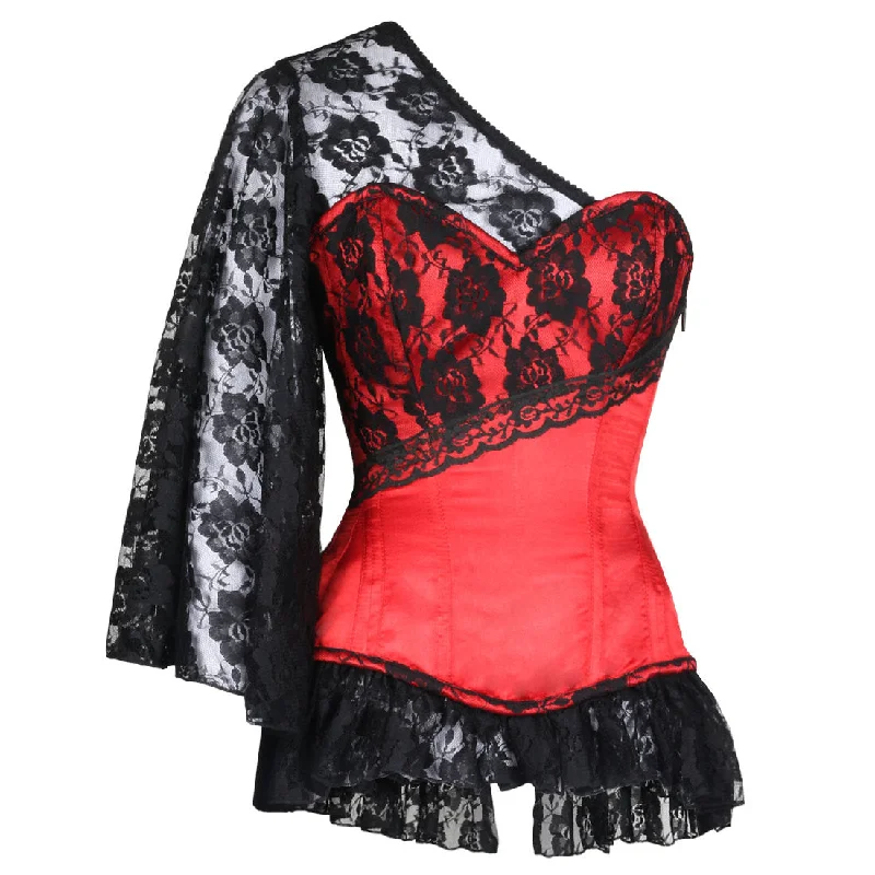 corset for alternative nets-Adel Laced Cloud Red Overbust Corset