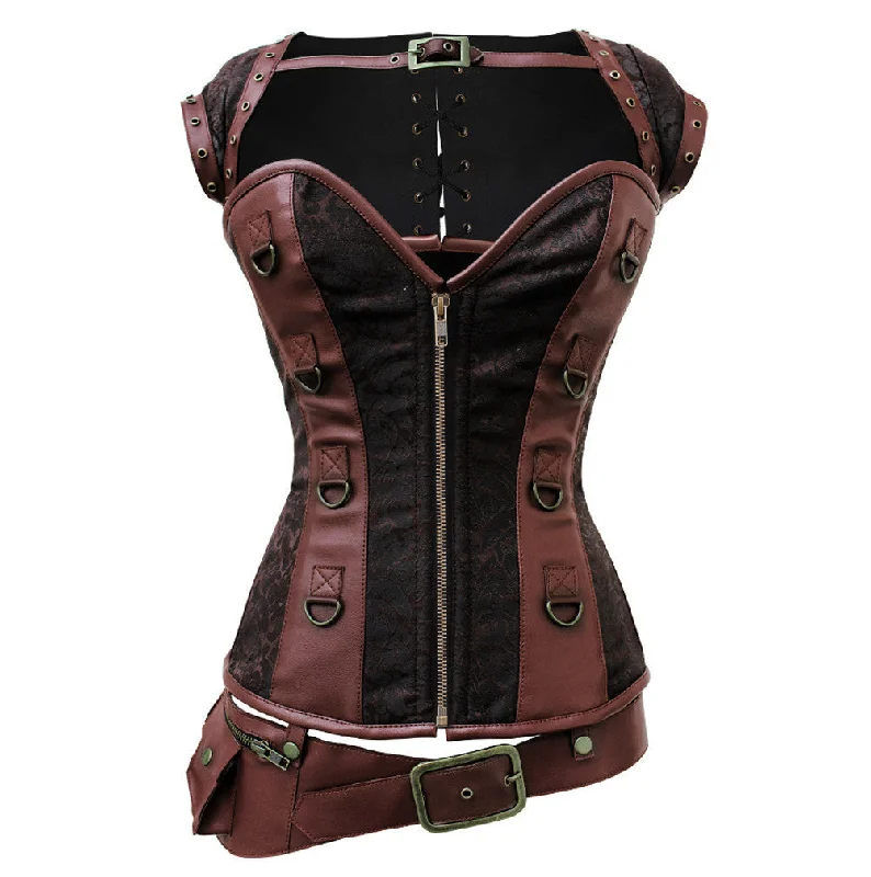 corset with asymmetrical patterns-Sonia Steampunk Corset