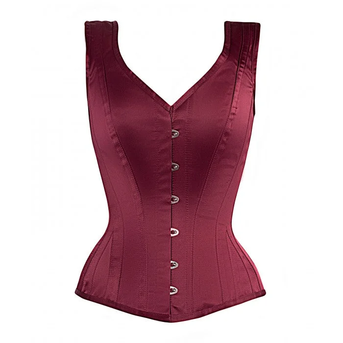 corset for body fibers-Innis Overbust Burgundy Steel Boned Corset