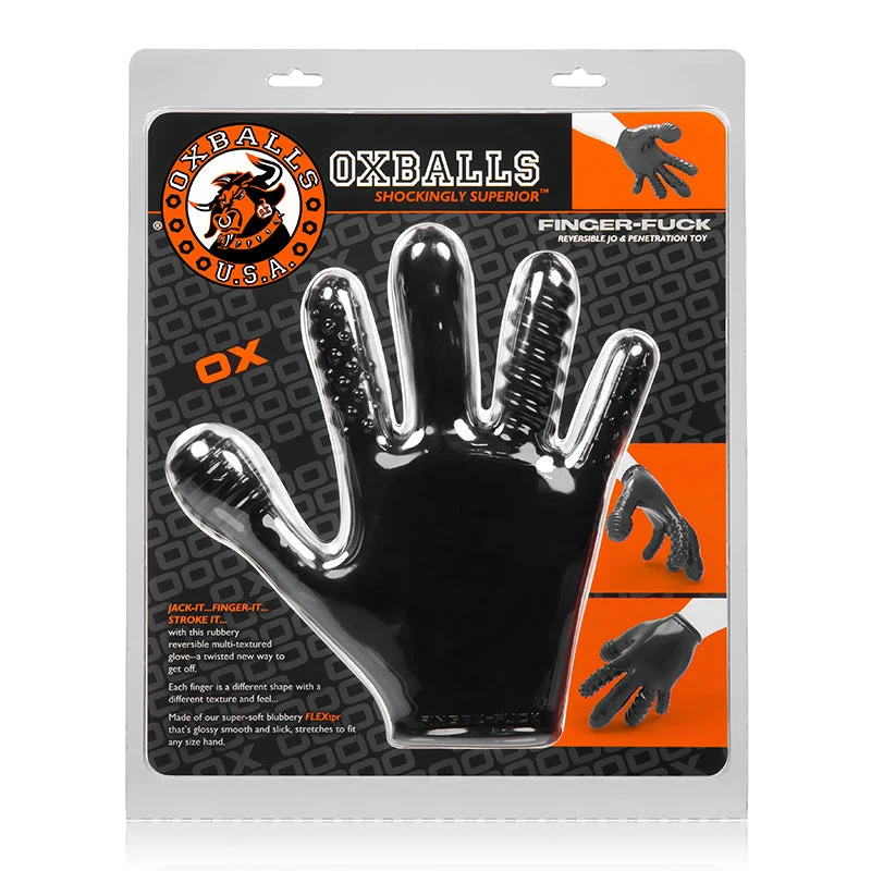 sexy satin teddy for special occasions-Finger F*ck Textured Glove Oxballs Black